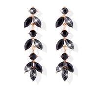 Sparkly Black Wedding Earrings for Women Trendy Rhinestone Tassel Earrings Glitter Long Dangle Earrings Bridesmaid Earrings Bridal Earrings for Wedding Guest Dresses for Women 2024