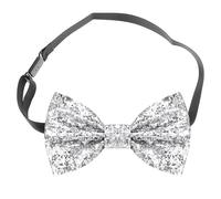 Sparkly Bow Tie,Black Sequin Bowtie Ties for Men,Adjustable Pre-Tied Tied Glitter Bows Clip Party Performance Festive Christmas Accessories,for Mens Boys Bachelor Dance Show Fancy Dress (Silver)