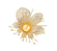 Sparkly Brooch with Artificial Pearls, Vintage Inspired Crystal Flower Pin for Dresses, Elegant Crystal Flower Brooch for Dresses