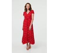 Sparkly Cap Sleeve Tassel Tie Maxi Dress Izabel London Red 12