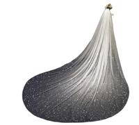 Sparkly Cathedral Wedding Veil with Glitter Tulle, 1-Tier Long Bridal Veil with Comb