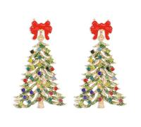 Sparkly Christmas Dangle Earrings for Women Colorful Rhinestone Christmas Tree Light Bulb Drop Earrings Fun Xmas Star Heart Earrings Holiday Outfits Jewelry Gifts, S, Zinc, No Gemstone