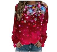 Sparkly Christmas Jumpers for Women Uk Christmas Tree Novelty Sweatshirt Xmas Pullover Long Sleeve Tops Blouse Round Neck Fit Jumper Tops Casual Workout Shirts Winter Loose Sweatshirts for Teen Girls