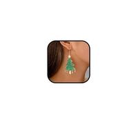 Sparkly Christmas Tree Dangle Earrings, Elegant Statement Jewelry for Holiday Party Outfits - Winter Trendy Gift, Metal, No Gemstone