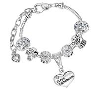 Sparkly Clear Rhinestone First Holy Communion Charm Bracelet with Gift Box (NHC-12)