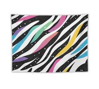 Sparkly Colorful Zebra Pattern Wall Tapestry Stylish Horizontal Hanging Blanket for Room Living Room Wall Decor