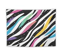 Sparkly Colorful Zebra Pattern Wall Tapestry Stylish Horizontal Hanging Blanket for Room Living Room Wall Decor
