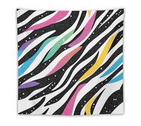 Sparkly Colorful Zebra Pattern Wall Tapestry Stylish Horizontal Hanging Blanket for Room Living Room Wall Decor