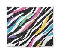 Sparkly Colorful Zebra Pattern Wall Tapestry Stylish Horizontal Hanging Blanket for Room Living Room Wall Decor