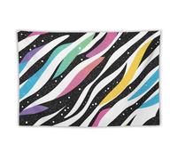 Sparkly Colorful Zebra Pattern Wall Tapestry Stylish Horizontal Hanging Blanket for Room Living Room Wall Decor