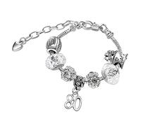 Sparkly Crystal Birthday Charm Bracelet with Silver Gift Box for Women Girls Age 16th 18th 21st 30th 40th 50th 60th 70th 80th