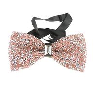 Sparkly Crystal Rhinestone Diamante Mens Adjustable Pre Tied Formal Groom Groomsmen Wedding Evening Party Gala Prom Dinner Jacket DJ Dickie Tuxedo Solid Plain Satin Bow Tie Bowtie Peach Silver