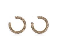 Sparkly Cubic Jewel Geometric Statement Hoop Earrings - Bling Crystal Rhinestone Glitter Hexagon Round Hoops, Vertical Bar, Base Metal, Plastic, No Gemstone
