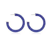 Sparkly Cubic Jewel Geometric Statement Hoop Earrings - Bling Crystal Rhinestone Glitter Hexagon Round Hoops, Vertical Bar, Base Metal, Plastic, No Gemstone