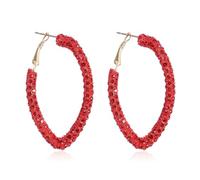 Sparkly Cubic Jewel Geometric Statement Hoop Earrings - Bling Crystal Rhinestone Glitter Hexagon Round Hoops, Vertical Bar, Base Metal, Plastic, No Gemstone