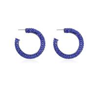 Sparkly Cubic Jewel Geometric Statement Hoop Earrings - Bling Crystal Rhinestone Glitter Hexagon Round Hoops, Vertical Bar, Base Metal, Plastic, No Gemstone
