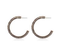 Sparkly Cubic Jewel Geometric Statement Hoop Earrings - Bling Crystal Rhinestone Glitter Hexagon Round Hoops, Vertical Bar, Base Metal, Rhinestone, No Gemstone