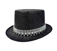 Sparkly Cylindrical Cylinder - Carnival Headpiece Adorned with Diamond Pendant for Unisex Conquerors and Circus Shows | Shiny Costume Hat for Carnival Masquerade Dance