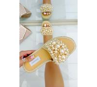 Sparkly Deluxe Pretty Pearl Platform Sliders Love Lemonade Nude 5
