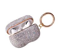Sparkly Diamond Case for AirPods Pro 1&2 Generation with Keychain, Shockproof Protective Premium Bling Rhinestone Cover Skin Compatible with AirPods Pro Charging Case (PRO White AB+Gold Plated)