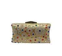 Sparkly Diamond Design Multicolor Dinner Dress for Women with Elegant Tote Bag for Walks, gold, One Size