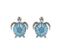 Sparkly Earrings for Women Dangle Fashion Sky Blue Turtle Women Personalized Earrings Platinum Plated Marine Biological Turtle 925 Sterling Silver Turtle Stud Earrings Three Piercing Earring Set