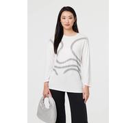 Sparkly Embellished Long Sleeve Top Izabel London White XL