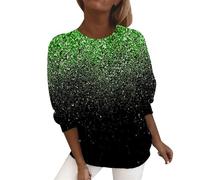 Sparkly Evening Tops Sweatshirt for Women UK Clearance Graduated Sparkly Print Tops Casual Long Sleeve Pullover Tops Classic Crewneck Going Out T Prime Deals of The Day Black of Friday