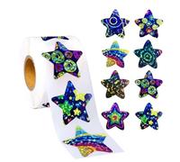 Sparkly Foil Star Stickers - 500 Star Reward Stickers, Star Incentive Stickers | Strong Adhesion Star Shaped Self-Adhesive Sticker Roll, Motivational Star Stickers for Students Classroom
