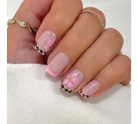 Sparkly French Print Floral False Nails Press Pin Nails Durable Fashion Glitter
