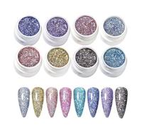 Sparkly Gel Polish - Colours Glitter Nail Set, Long-Lasting Shine Formula, Shimmer Collection with Glossy Art Design | Gel Polish for Women, Girls, Manicure, Pedicure, Home, Salon Use