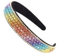 Sparkly Headbands for Girls 5x1 Inch Colorful Bling Rhinestone Headband Comfortable & Non Slip Rainbow Headband for Girls Women Party Hair Supplies.