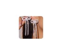 Sparkly Long Rhinestone Bow Earrings for Women,Cute Gold Bow Ribbon Chandelier Dangle Earrings,Trendy Crystal Tassel Earrings Coquette Jewelry Gifts, L, Metal, No Gemstone