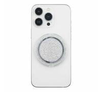 Sparkly Magnetic Phone Grip, Foldable Finger Ring Holder with Ultra-Strong Magnets, Removable Glitter Phone Stand Compatible with MagSafe Cases, iPhone 17/16/15 Series（Bling Silver）