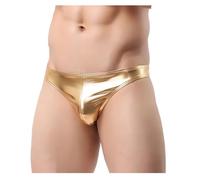 Sparkly Men's Liquid Metallic Low Rise T-Back Thong, Sexy Bulge Pouch G String Jockstrap for Clubwear & Dancewear Rave Party