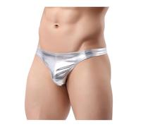 Sparkly Men's Liquid Metallic Low Rise T-Back Thong, Sexy Bulge Pouch G String Jockstrap for Clubwear & Dancewear Rave Party