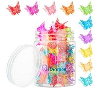 Sparkly Mini Butterfly Clips,BEBEEPOO Glitter Mini Butterfly Hair Claw Clips,Colorful Hair Accessories for Girls and Women - 90s Y2K Cute, Small, Tiny Clip in 10 Assorted Colors, Set of 50 (Glitter)