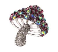Sparkly Mushroom Brooch Pin, Crystal Toadstool Jewellery for Women, Silver Tone