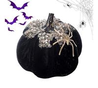 Sparkly Pumpkins Statue | Glitter and Jewels Spider Pumpkin | 3D Velvet Prop Decoration for Home Window Door Offices House Holiday Season Use Outside Display