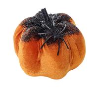 Sparkly Pumpkins Statue - Halloween Pumpkins with Spiders,3D Velvet Figures with Spider Design for Holiday Window Table Door House Offices Home
