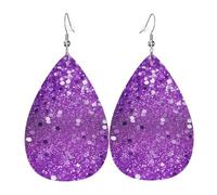 sparkly purple glitter earrings for women double sided teardrop leather earrings lightweight dangle earrings for women ear accessories fashion jewelry birthday gift