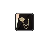 Sparkly Rhinestone Crown Chain Brooch Pins for Women,Vintage Statement Long Tassel Pearl Coat Pins Dainty Suit Formal Jewelry Accessories Gifts, Gold, Large