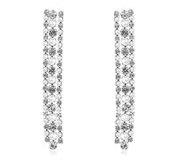 Sparkly Rhinestone CZ Lightweight Geometric Bar Statement Earrings - Multi Cubic Crystal, Acrylic Pearl Vertical Drop Dangles, Base Metal, Rhinestone, Pearl, No Gemstone