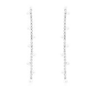 Sparkly Rhinestone CZ Lightweight Geometric Bar Statement Earrings - Multi Cubic Crystal, Acrylic Pearl Vertical Drop Dangles, Rhinestone, Pearl, Base Metal, No Gemstone