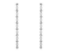 Sparkly Rhinestone CZ Lightweight Geometric Bar Statement Earrings - Multi Cubic Crystal, Acrylic Pearl Vertical Drop Dangles, Base Metal, Rhinestone, Pearl, No Gemstone