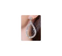 Sparkly Rhinestone Drop Earrings for Women Bling Silver Statement Teardrop Dangle Earrings Dainty Bridal Bridesmaid Earring Geometric Prom Jewelry, L, Metal, No Gemstone
