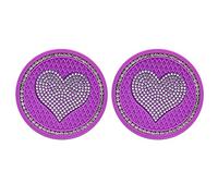 Sparkly Rhinestone Heart Car Cup Holder Inserts 2 Pack Black Glitter Mug Mat Cute Vehicle Interior Accessories For Women Universal 275 Inch Fit (Purple, One Size)