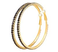 Sparkly Rhinestone Hoop Earrings Colorful Bling Crystal Circle Hoops for Women Jewelry, Metal, No Gemstone