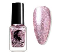Sparkly Rose Pink Nail Polish - Shimmer Nail Varnish High Density Reflective with Rainbow Sequins - High Shine Air Dry Long Lasting Gifts