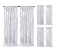Sparkly Sequin Backdrop Curtain 6 Pcs 2ftx8ft Wedding Party Backdrop Silver Sparkly Fabric Curtains for Wedding Christmas Party Decor